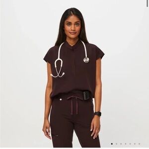 FIGS Rafaela Scrub Top Espresso